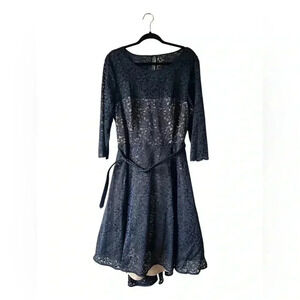 City Chic Belted Lace A-Line Dress Plus Size 18